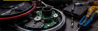 Opened rhythm game controller and repair tools